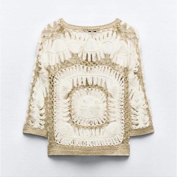ZARA COMBINATION CROCHET JACKET - Picture 3 of 4